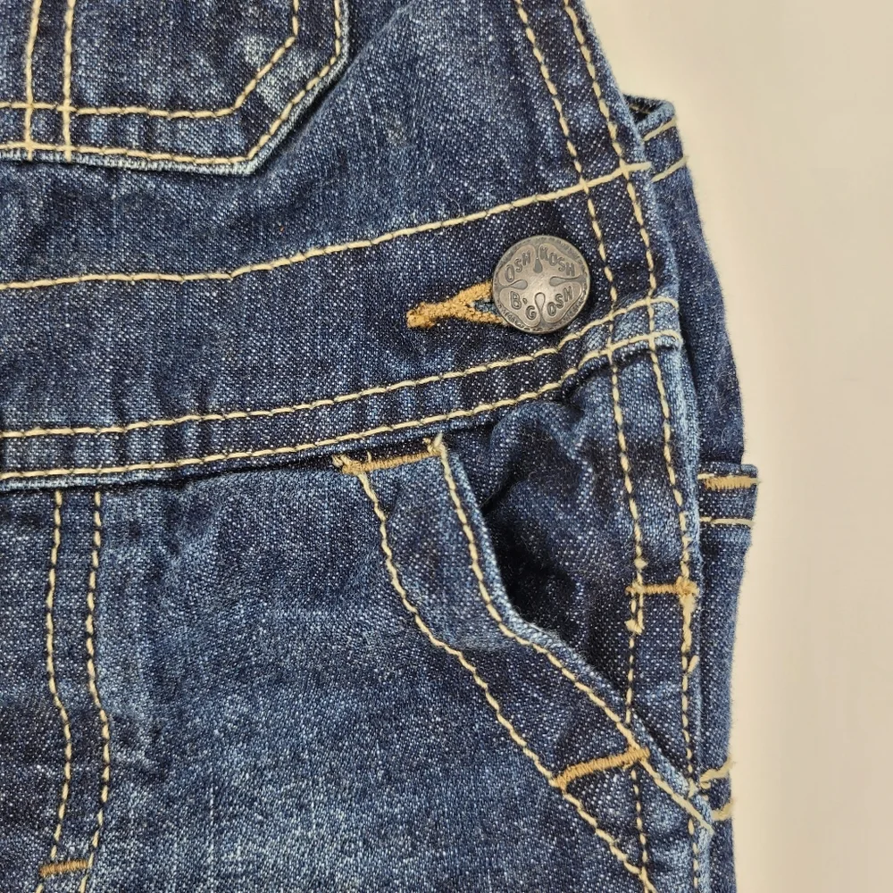 Oshkosh B'gosh Jean Shortalls Size 12mo Cotton Denim Adjustable Straps Vestbak